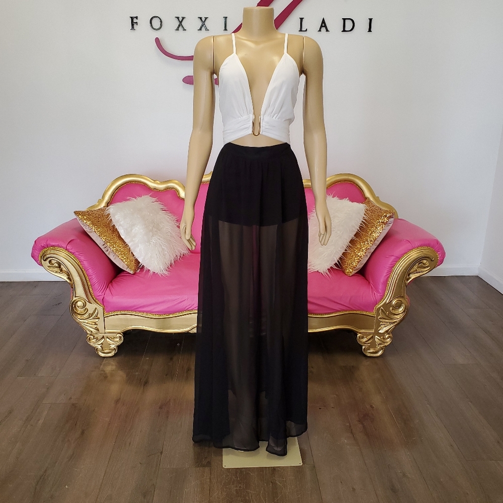 Black & Ivory Chiffon dress - Picture 4 of 5